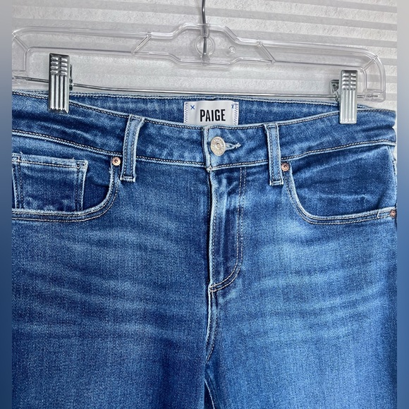 PAIGE Sloane Crop Women's Stretch Blue Denim Low Rise Jeans Size 30 L 34 - Picture 8 of 14